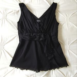 FMX World Design Y2k black micro mesh babydoll crossover top. Size M